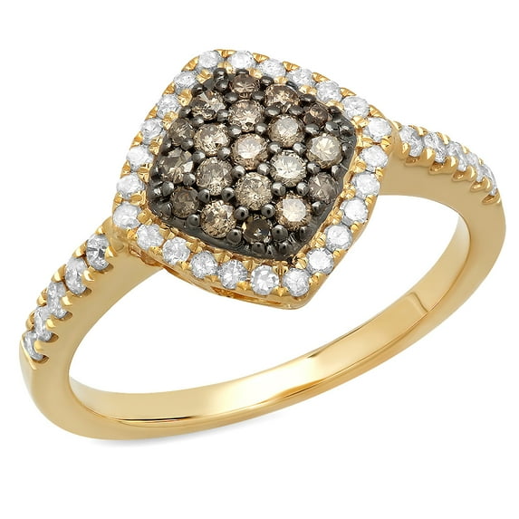 Dazzlingrock Collection 0.55 Carat (ctw) 14K Champagne & White Diamond Bridal Engagement Ring 1/2 CT, Yellow Gold, Size 6.5