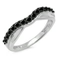 thumbnail image 1 of Dazzlingrock Collection 0.55 Carat (ctw) 14K Round Black Diamond Ladies Wedding Guard Contour Band 1/2 CT, White Gold, Size 8, 1 of 1