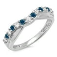 thumbnail image 1 of Dazzlingrock Collection 0.55 Carat (ctw) 14K Round Blue & White Diamond Wedding Guard Contour Band 1/2 CT, White Gold, Size 6.5, 1 of 1
