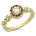 thumbnail image 1 of Dazzlingrock Collection 0.55 Carat (ctw) 14K Round Champagne & White Diamond Halo Engagement Ring 1/2 CT, Yellow Gold, Size 8, 1 of 1