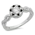 thumbnail image 1 of Dazzlingrock Collection 0.55 Carat (ctw) 14K Round Cut Black & White Diamond Halo Engagement Ring 1/2 CT, White Gold, Size 10, 1 of 1