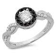 thumbnail image 1 of Dazzlingrock Collection 0.55 Carat (ctw) 14K Round Cut Black & White Diamond Halo Engagement Ring 1/2 CT, White Gold, Size 6, 1 of 1