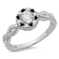 thumbnail image 1 of Dazzlingrock Collection 0.55 Carat (ctw) 14K Round Cut Black & White Diamond Halo Engagement Ring 1/2 CT, White Gold, Size 9, 1 of 1