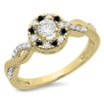 thumbnail image 1 of Dazzlingrock Collection 0.55 Carat (ctw) 14K Round Cut Black & White Diamond Halo Engagement Ring 1/2 CT, Yellow Gold, Size 8.5, 1 of 1