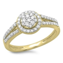 Dazzlingrock Collection 0.55 Carat (ctw) 14K Round Cut Diamond Split Shank Cluster Engagement Ring 1/2 CT, Yellow Gold, Size 6.5