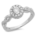 thumbnail image 1 of Dazzlingrock Collection 0.55 Carat (ctw) 14K Round Cut Diamond Swirl Bridal Halo Engagement Ring 1/2 CT, White Gold, Size 7.5, 1 of 4