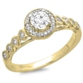 thumbnail image 1 of Dazzlingrock Collection 0.55 Carat (ctw) 14K Round Diamond Bridal Millgrain Halo Engagement Ring 1/2 CT, Yellow Gold, Size 5, 1 of 1