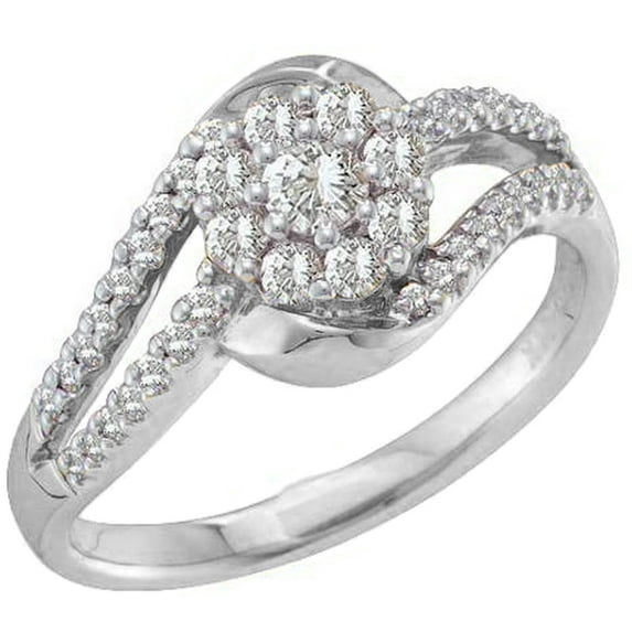 Dazzlingrock Collection 0.55 Carat (ctw) 14K Round White Diamond Bridal Halo Engagement Ring 1/2 CT, White Gold, Size 9