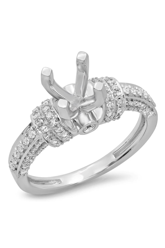 Collection 0.55 Carat (ctw) 14K Round White Diamond Bridal Semi Mount Engagement Ring 1/2 CT, White Gold, Size 8