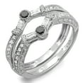 thumbnail image 1 of Dazzlingrock Collection 0.55 Carat (ctw) 14k Round & Baguette White & Black Diamond Ladies Anniversary Wedding Enhancer Guard Band 1/2 CT, White Gold, Size 8, 1 of 1