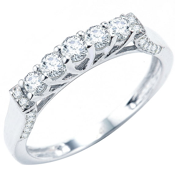 Dazzlingrock Collection 0.55 Carat (ctw) 14k Round Diamond Ladies Anniversary Wedding Band Stackable Ring 1/2 CT, White Gold, Size 7
