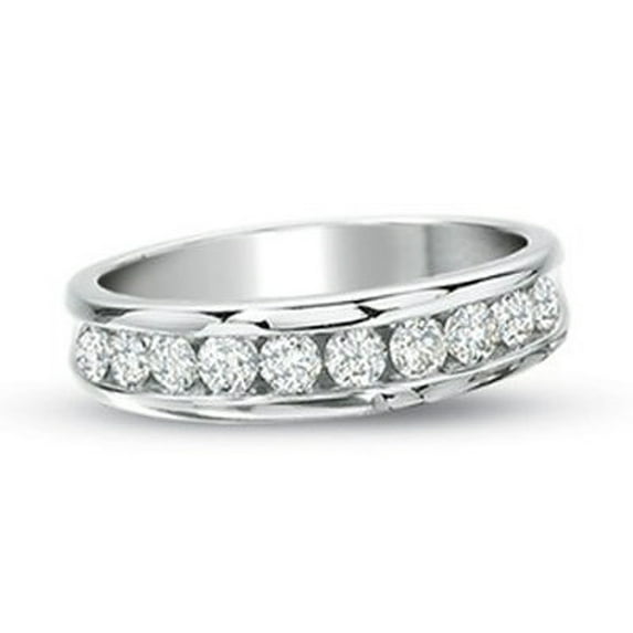 Dazzlingrock Collection 0.55 Carat (ctw) 14k Round Diamond Ladies Anniversary Wedding Ring Stackable Band 1/2 CT, White Gold, Size 8