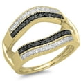 thumbnail image 1 of Dazzlingrock Collection 0.55 Carat (ctw) 18K Black & White Diamond Ladies Wedding Band Double Ring 1/2 CT, Yellow Gold, Size 8, 1 of 1