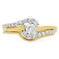 thumbnail image 1 of Dazzlingrock Collection 0.55 Carat (ctw) 18K Round Diamond Twisted Bridal Engagement Ring Set 1/2 CT, Yellow Gold, Size 5, 1 of 3