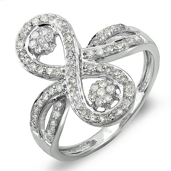 Dazzlingrock Collection 0.56 Carat (ctw) 14k Round Diamond Ladies Cocktail Right Hand Flower Setting Split Shank 1/2 CT, White Gold, Size 7.5