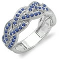 thumbnail image 1 of Dazzlingrock Collection 0.58 Carat (ctw) 14k Round Blue Sapphire Ladies Anniversary Wedding Matching Band Stackable Swirl Ring 1/2 CT, White Gold, Size 7.5, 1 of 1