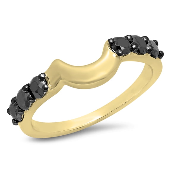 Dazzlingrock Collection 0.60 Carat (ctw) 10K Black Diamond Ladies Anniversary Wedding Contour Guard Band, Yellow Gold, Size 7