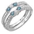 thumbnail image 1 of Dazzlingrock Collection 0.60 Carat (ctw) 10k Round Blue & White Diamond Ladies Wedding Band Enhancer Guard, White Gold, Size 5.5, 1 of 1