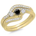 thumbnail image 1 of Dazzlingrock Collection 0.60 Carat (ctw) 14K Black And White Diamond Swirl 3 Stone Engagement Ring Set, Yellow Gold, Size 5, 1 of 1
