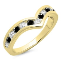 Dazzlingrock Collection 0.60 Carat (ctw) 14K Black & White Diamond Wedding Stackable Band Guard Ring, Yellow Gold, Size 8