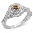 thumbnail image 1 of Dazzlingrock Collection 0.60 Carat (ctw) 14K Champagne & White Diamond Swirl Bridal Halo Engagement Ring, White Gold, Size 8, 1 of 1