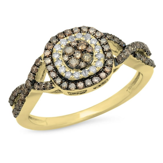 Dazzlingrock Collection 0.60 Carat (ctw) 14K Round Champagne & White Diamond Bridal Engagement Ring, Yellow Gold, Size 4.5