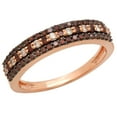 thumbnail image 1 of Dazzlingrock Collection 0.60 Carat (ctw) 14K Round Champagne & White Diamond Wedding Stackable Band, Rose Gold, Size 6.5, 1 of 5