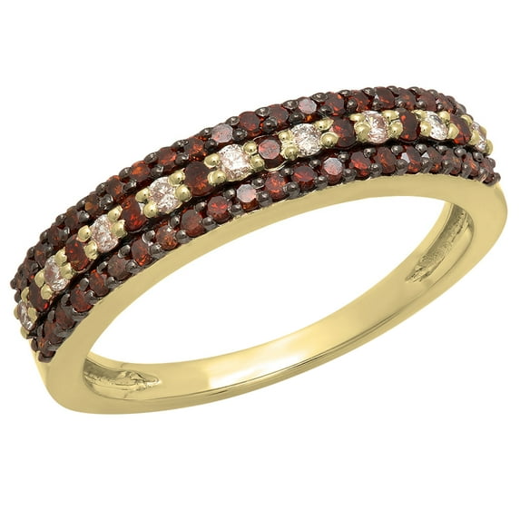 Dazzlingrock Collection 0.60 Carat (ctw) 14K Round Champagne & White Diamond Wedding Stackable Band, Yellow Gold, Size 6.5