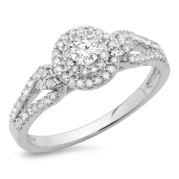 Dazzlingrock Collection 0.60 Carat (ctw) 14K Round Cut Diamond Ladies Vintage Bridal Halo Engagement Ring, White Gold, Size 7.5