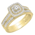 thumbnail image 1 of Dazzlingrock Collection 0.60 Carat (ctw) 14K Round Diamond Bridal Halo Style Engagement Ring Set, Yellow Gold, Size 8.5, 1 of 5