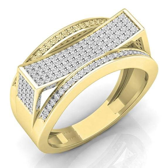 Dazzlingrock Collection 0.60 Carat (ctw) 14K Round Diamond Men's Hip Hop Micro Pave Wedding Band, Yellow Gold, Size 13