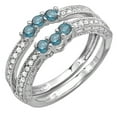 thumbnail image 1 of Dazzlingrock Collection 0.60 Carat (ctw) 14k Round Blue And White Diamond Ladies Anniversary Wedding Band Enhancer Guard, White Gold, Size 5, 1 of 1