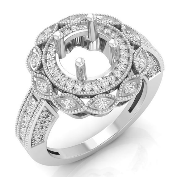 Dazzlingrock Collection 0.60 Carat (ctw) 18K White Diamond Ladies Bridal Semi Mount Engagement Ring, White Gold, Size 6