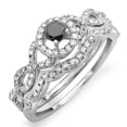 thumbnail image 1 of Dazzlingrock Collection 0.60 Carat (ctw) 18k Round Black & White Diamond Halo Bridal Engagement Ring Set, White Gold, Size 8.5, 1 of 1