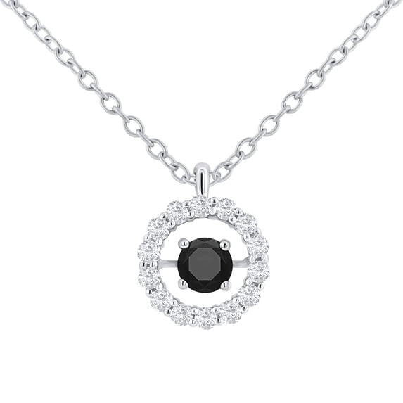 Dazzlingrock Collection 0.60 Carat (ctw) Round Black & White Diamond Dancing Style Pendant for Women with 18 Inch Gold Chain in 18K White Gold