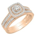 thumbnail image 1 of Dazzlingrock Collection 0.60 Carat (ctw) Round Diamond Bridal Halo Style Engagement Ring Set, 14K Rose Gold, Size 4.5, 1 of 5