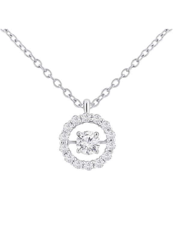 Collection 0.60 Carat (ctw) Round Flickering White Diamond Dancing Style Pendant for Women with 18 Inch Silver Chain in 925 Sterling Silver