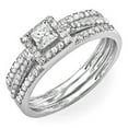 thumbnail image 1 of Dazzlingrock Collection 0.62 Carat (ctw) 14k Round & Princess Diamond Ladies Bridal Halo Ring Engagement Matching Band Set, White Gold, Size 6.5, 1 of 1