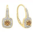 thumbnail image 1 of Dazzlingrock Collection 0.65 Carat (ctw) 10K Round Champagne & White Diamond Ladies Halo Style Dangling Earrings, Yellow Gold, 1 of 1