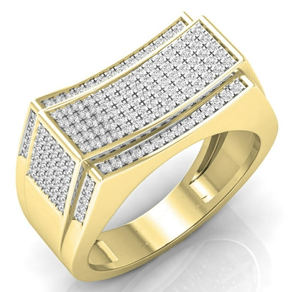 Dazzlingrock Collection 0.65 Carat (ctw) 10K Round Diamond Men's Hip Hop Anniversary Wedding Band, Yellow Gold, Size 11.5