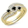 thumbnail image 1 of Dazzlingrock Collection 0.65 Carat (ctw) 14K Black & White Diamond Twisted Swirl Halo Engagement Ring Set, Yellow Gold, Size 5, 1 of 1