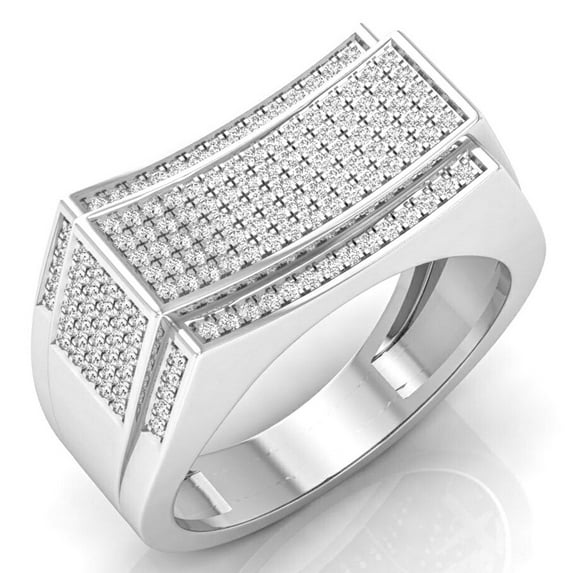 Dazzlingrock Collection 0.65 Carat (ctw) 14K Round Diamond Men's Hip Hop Anniversary Wedding Band, White Gold, Size 12