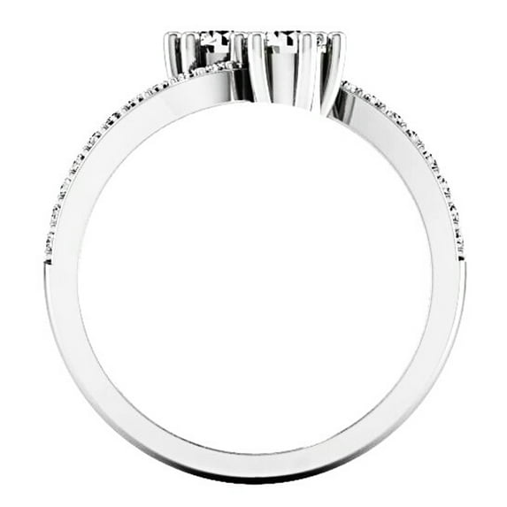 Dazzlingrock Collection 0.65 Carat (ctw) 14K Round White Diamond Two Stone Bridal Engagement Ring, White Gold, Size 6.5