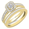 thumbnail image 1 of Dazzlingrock Collection 0.65 Carat (ctw) 14K White Diamond Ladies Bridal Halo Engagement Ring Set, Yellow Gold, Size 4.5, 1 of 1