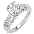 thumbnail image 1 of Dazzlingrock Collection 0.65 Carat (ctw) 14k Round Diamond Ladies Solitaire with Accents Bridal Engagement Ring (No Center Stone), White Gold, Size 7.5, 1 of 1