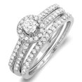 thumbnail image 1 of Dazzlingrock Collection 0.65 Carat (ctw) 18K Round Diamond Bridal Engagement Halo Ring Matching Band Set, White Gold, Size 5.5, 1 of 1