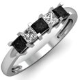 thumbnail image 1 of Dazzlingrock Collection 0.68 Carat (ctw) 14K Princess Black & White Diamond 5 Stone Bridal Wedding Band, White Gold, Size 6, 1 of 1