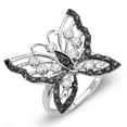 thumbnail image 1 of Dazzlingrock Collection 0.70 Carat (ctw) 10K Black & White Diamond Butterfly Right Hand Ring 3/4 CT, White Gold, Size 6, 1 of 1