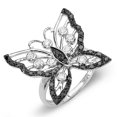 thumbnail image 1 of Dazzlingrock Collection 0.70 Carat (ctw) 10K Black & White Diamond Butterfly Right Hand Ring 3/4 CT, White Gold, Size 9, 1 of 1