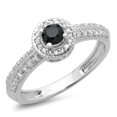 thumbnail image 1 of Dazzlingrock Collection 0.70 Carat (ctw) 14K Black & White Diamond Vintage Halo Engagement Ring 3/4 CT, White Gold, Size 7, 1 of 1